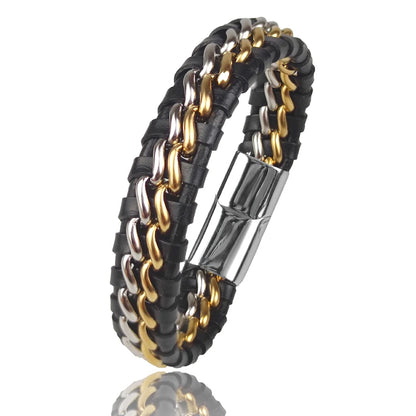 Genuine Leather Chain Bracelet for Men