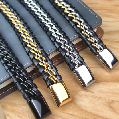 Genuine Leather Chain Bracelet for Men