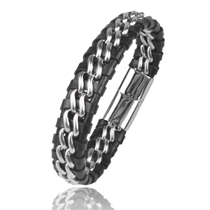 Genuine Leather Chain Bracelet for Men