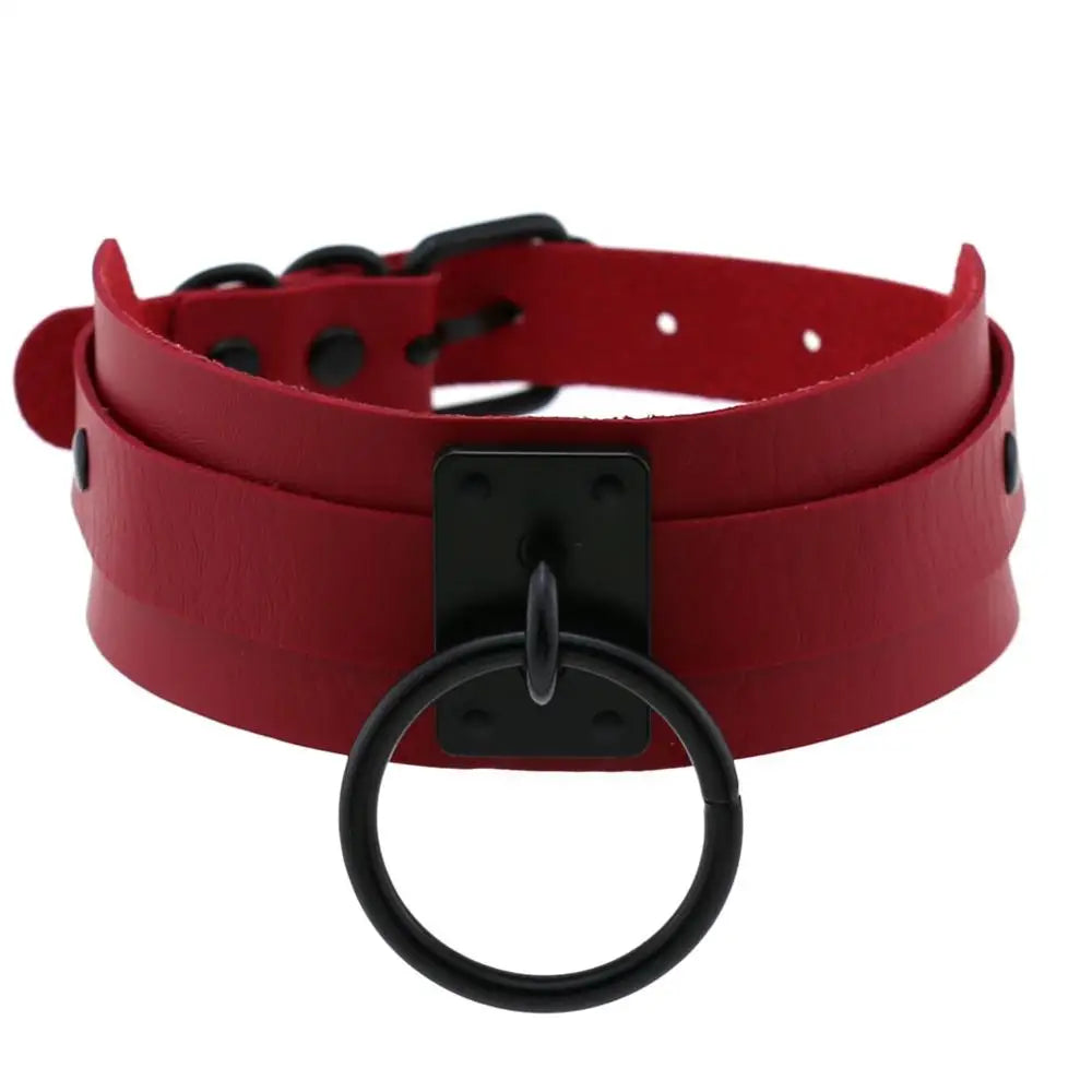 Punk Black Metal Leather Choker Collar