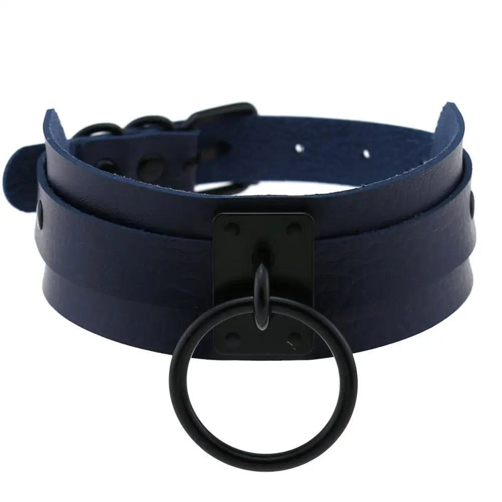 Punk Black Metal Leather Choker Collar