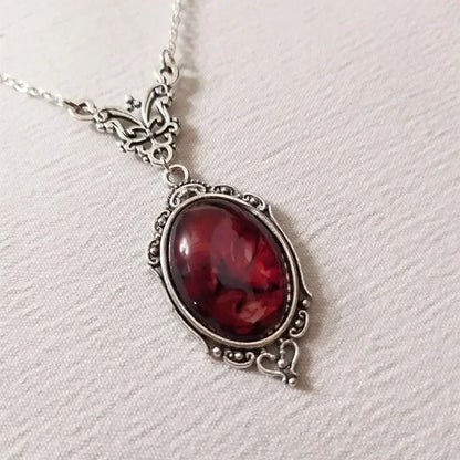 Gothic Blood Red Quartz Butterfly Necklace